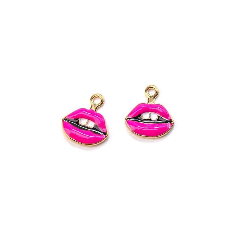 10pcs/lot Mouth Lips Charms Lipstick Floating Enamel Charms Alloy Lip pendant Fit Necklaces Bracelets DIY Jewelry Accessories