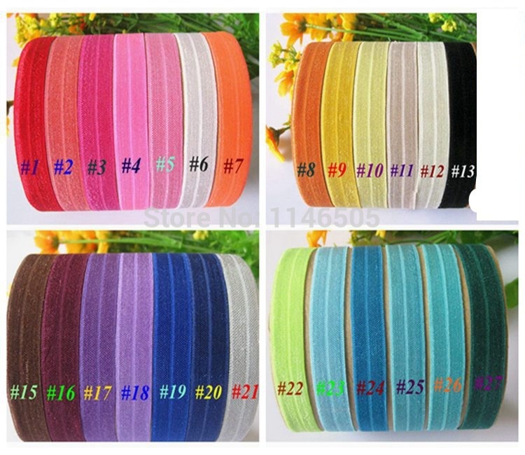 ! (U Kunt Plukken Kleuren) gemengd Alle Kleuren 30Yards/Lot 15Mm Vouw Over Elastische Diy Hoofdbanden Haar Banden Elastische Band