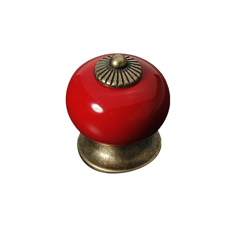 5pcs Round Ceramic Kitchen Cupboard Cabinet Drawer Door Knobs Handles (White)