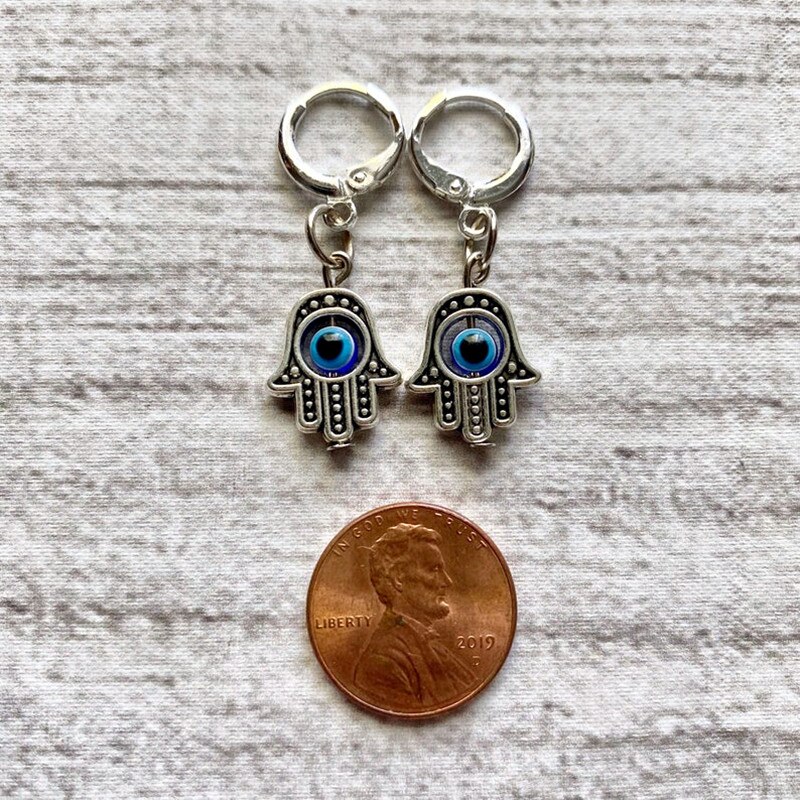 Mini hamsa käsi korvakorut fatiman käsi henkinen jooga buddha paha silmä riipus suoja onnen onnea rakkaus uskonnollinen nastat silmä