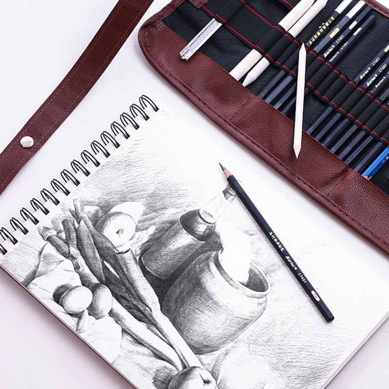 Bosquejo Mix Pack12pcs-a Marley 7401, lápiz de dibujo artístico, juego de bocetos de carbono suave, madera