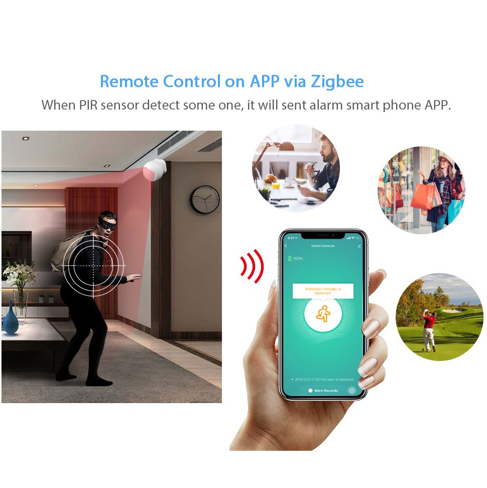 Ewelink Zigbee PIR Sensor Motion Sensor Ewelink APP Wireless connect with Gateway Smart security alarm system