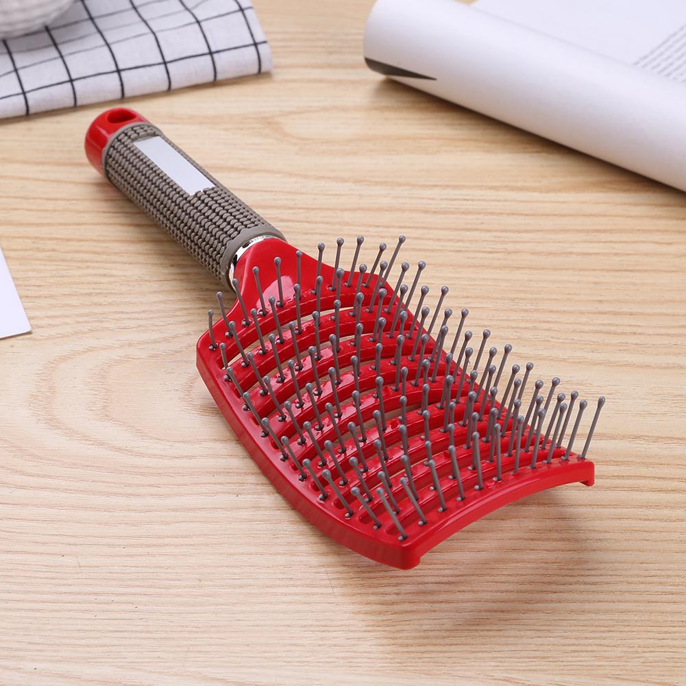 Rot Haar Pinsel Kopfhaut Haarbürste Borsten & Nylon Frauen Nass Lockige Detangle Haar Pinsel für Salon Friseur Styling Werkzeuge
