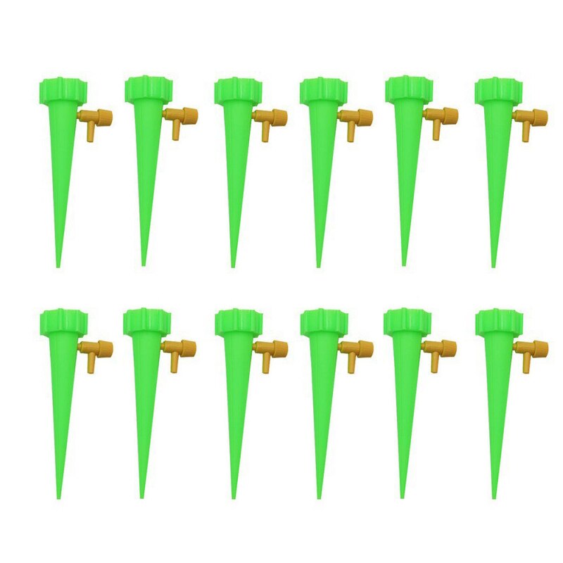Auto Drip Irrigation Watering System Dripper Spike Kits Garden Household Plant Flower Automatic Waterer Tools Green House: 12 Pcs Green