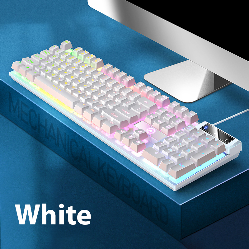 K500 Bedraad toetsenbord 104 toetsen Office Gaming-toetsenbord Mechanisch gevoel voor Windows en IOS Computer Laptop PC RGB-membraantoetsenbord: Marineblauw