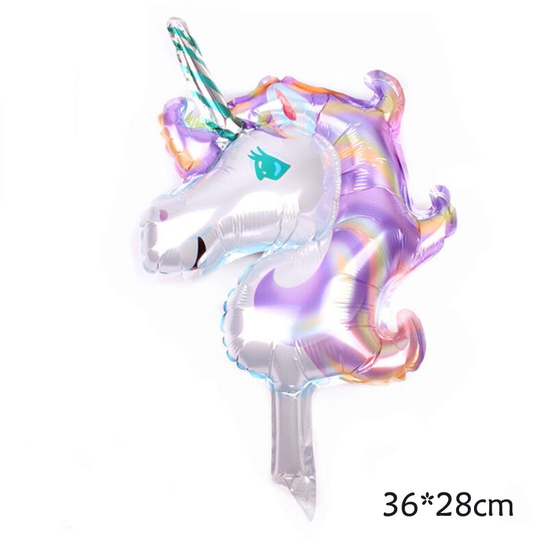 3D dessin animé en aluminium rose licorne feuille ballon enfants fête d'anniversaire décoration ballon bébé douche fournitures garçon fille jouet: 44x33cm purple