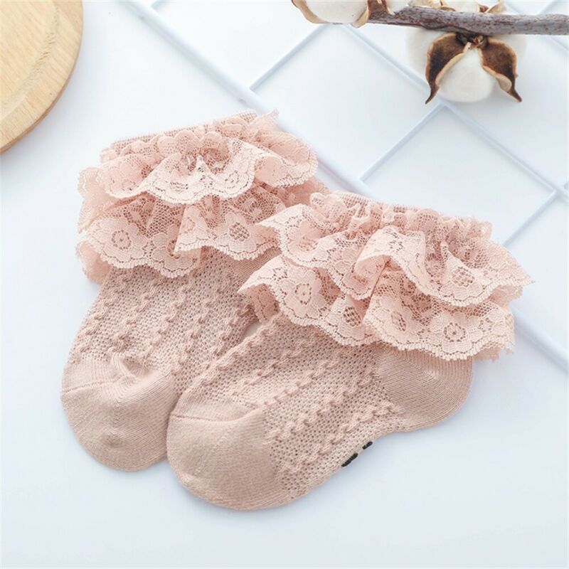 Baby freundlicher Mädchen Prinzessin Kurze Socken Spitze Rüschen Rüschen trimmen Baumwolle Knöchel Socken