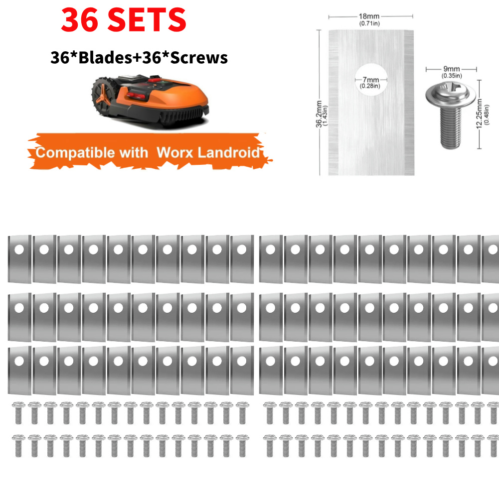 90set Lawn Mower Cutting Blade Set Stainless Steel Mower Cutter Blade Single Hole Lawn Mower Blade for Worx Landroid Lawn Mowers: Red