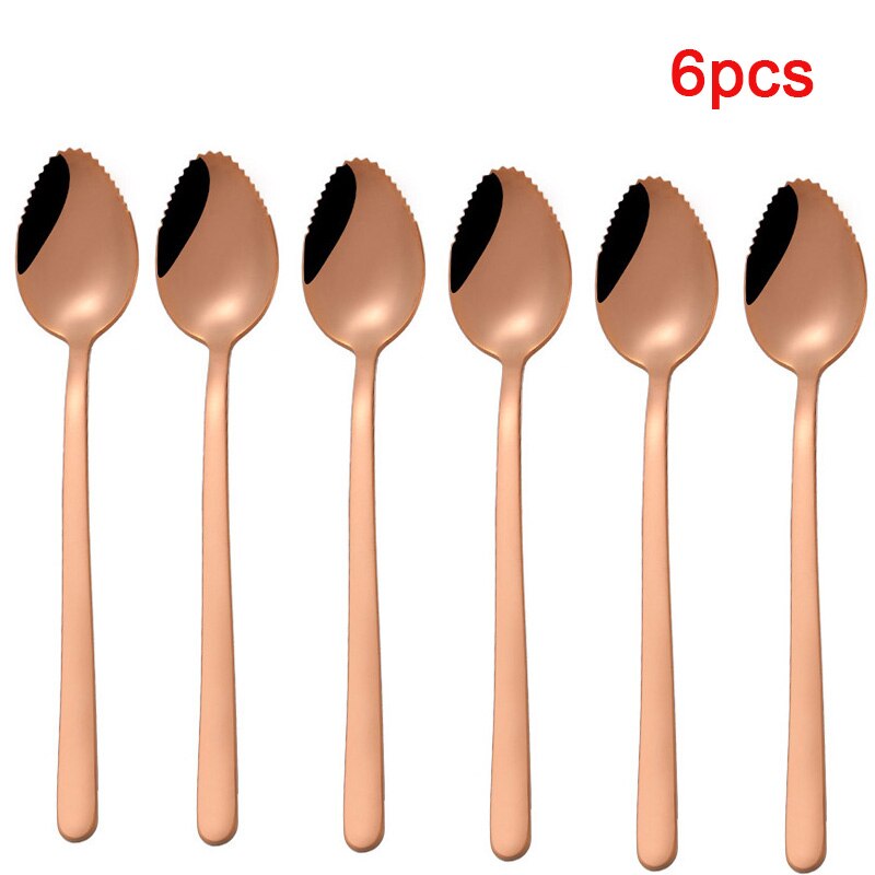 Cuillère à Dessert, cuillère, pamplemousse, fruits en forme de fruits en acier inoxydable, enfants ustensiles de table pour bébés, Gadget de cuisine accessoires de cuisine 6 pièces: Rose Gold