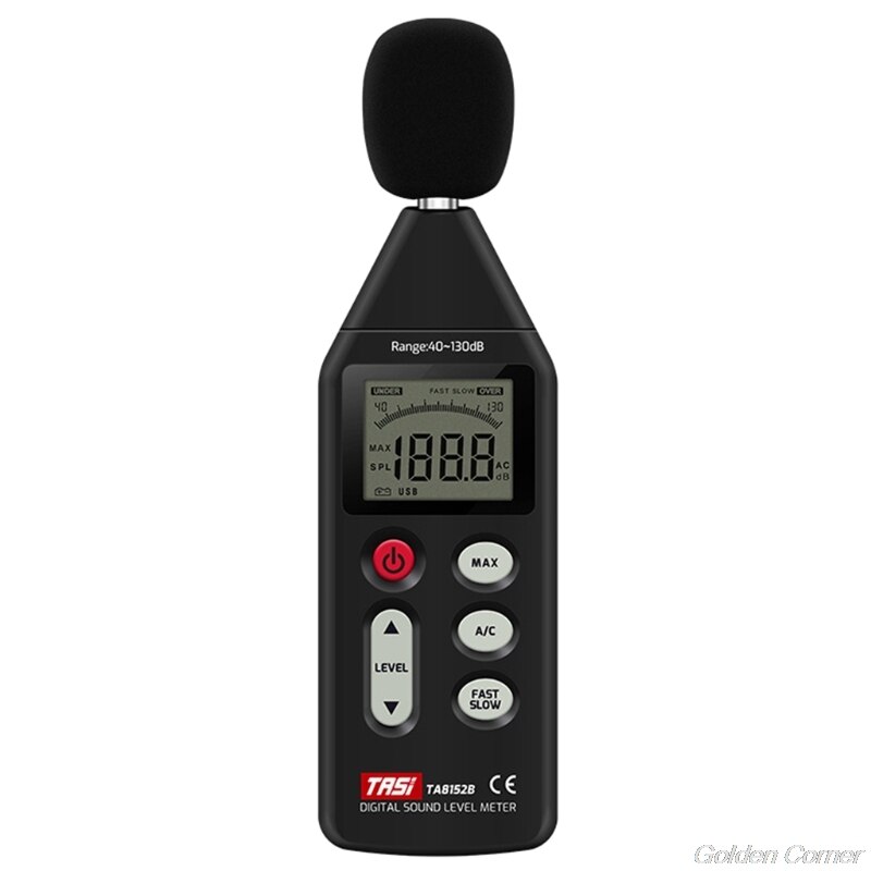 Digital Sound Level Meter with USB Data Connection 40-130dB Tester Volume Decibel Measuring TA8152B LCD Display M09 21