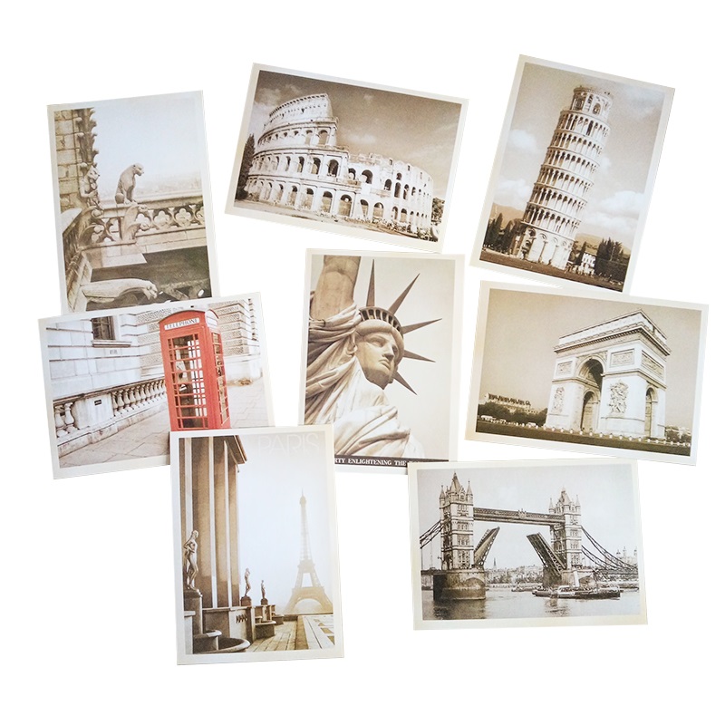32 Stks/partij Klassieke Beroemde Europa Building Vintage Stijl Geheugen Postkaart Set Wenskaarten Cards Kerst Postkaarten