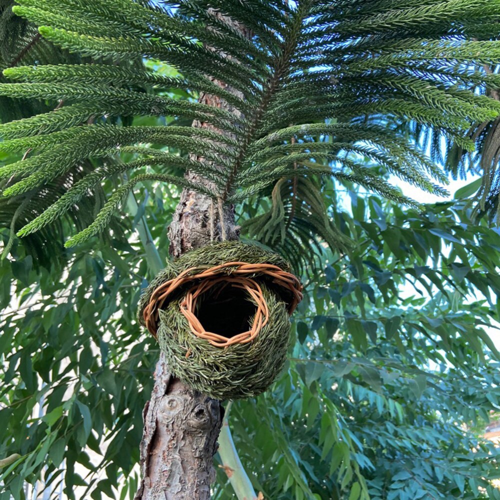 1Pc Outdoor Woven Bird Nest Hanging Bird House Garden Bird Nest Straw Outdoor Idyllic Garden Courtyard Bird'S Nest Bird'S Nest
