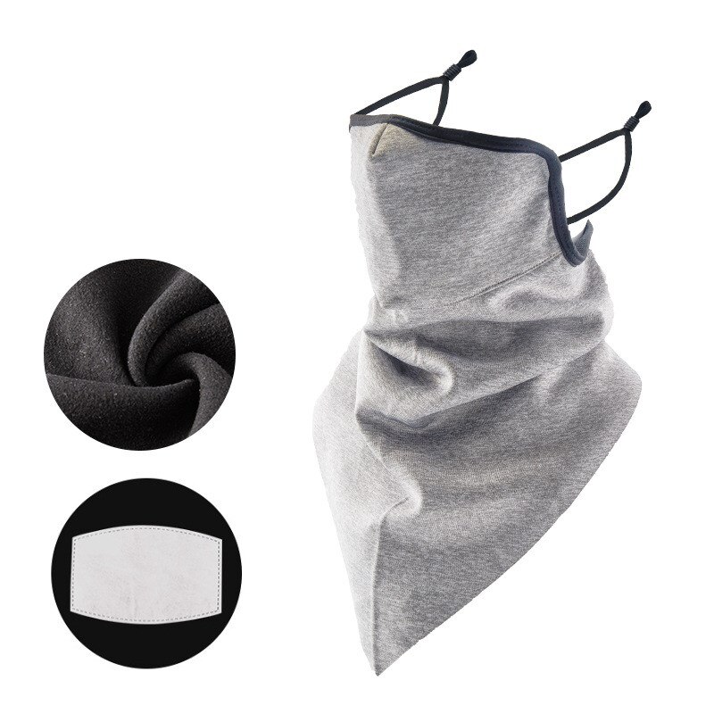 Vinterridning maske vind og kold beskyttelse trekant tørklæde anti-smog tørklæde plus fløjl maske ski varme ansigtsbeskyttelse: Lysegrå