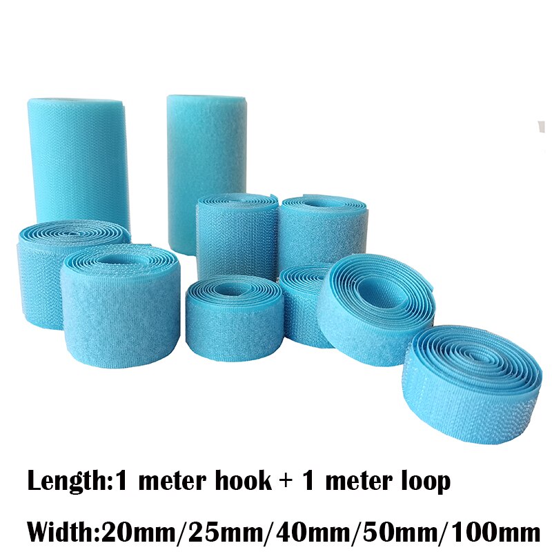 Velcros – bande velcro bleu ciel, 2-10cm de largeur, bande de couture magique, sans adhésif