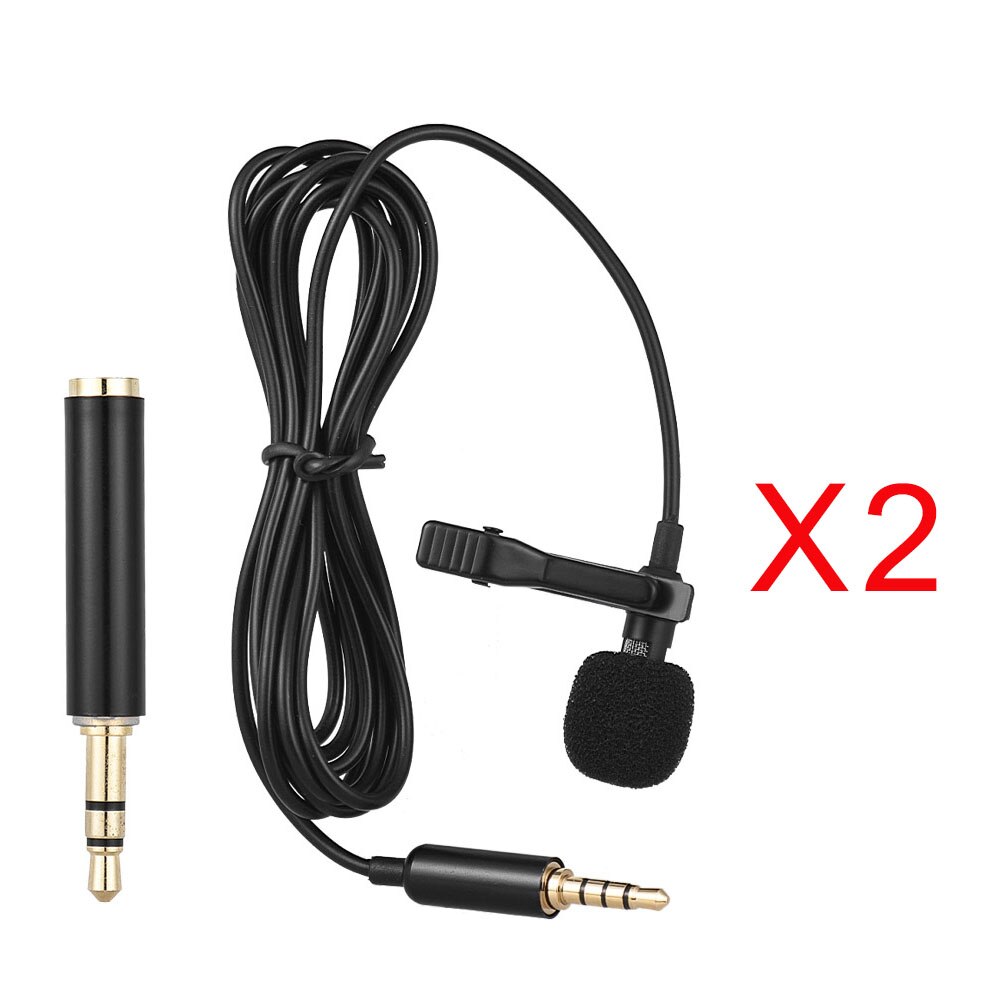 Andoer EY-510A Mini Draagbare Clip-On Revers Lavalier Condensator Microfoon Bedrade Microfoon Voor Dslr Camera Voor Iphone Ipad Android: 2PCS Mic