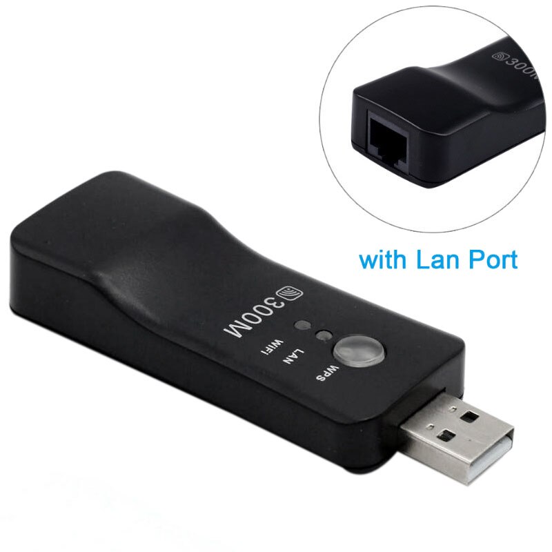 USB TV WiFi Dongle Adapter 300Mbps Universal Wireless Receiver RJ45 WPS for Samsung LG Sony Smart TV