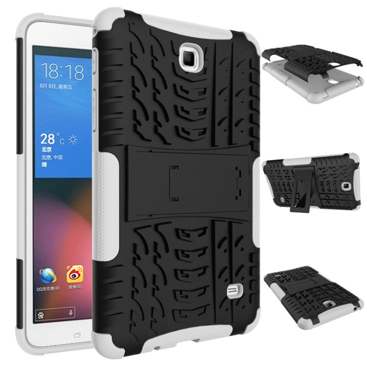 For Samsung Galaxy Tab 4 7.0 SM T230 Case Cover Coque T231 T235 Heavy Duty Rugged Impact Hybrid Case Kickstand Protective Cover: white
