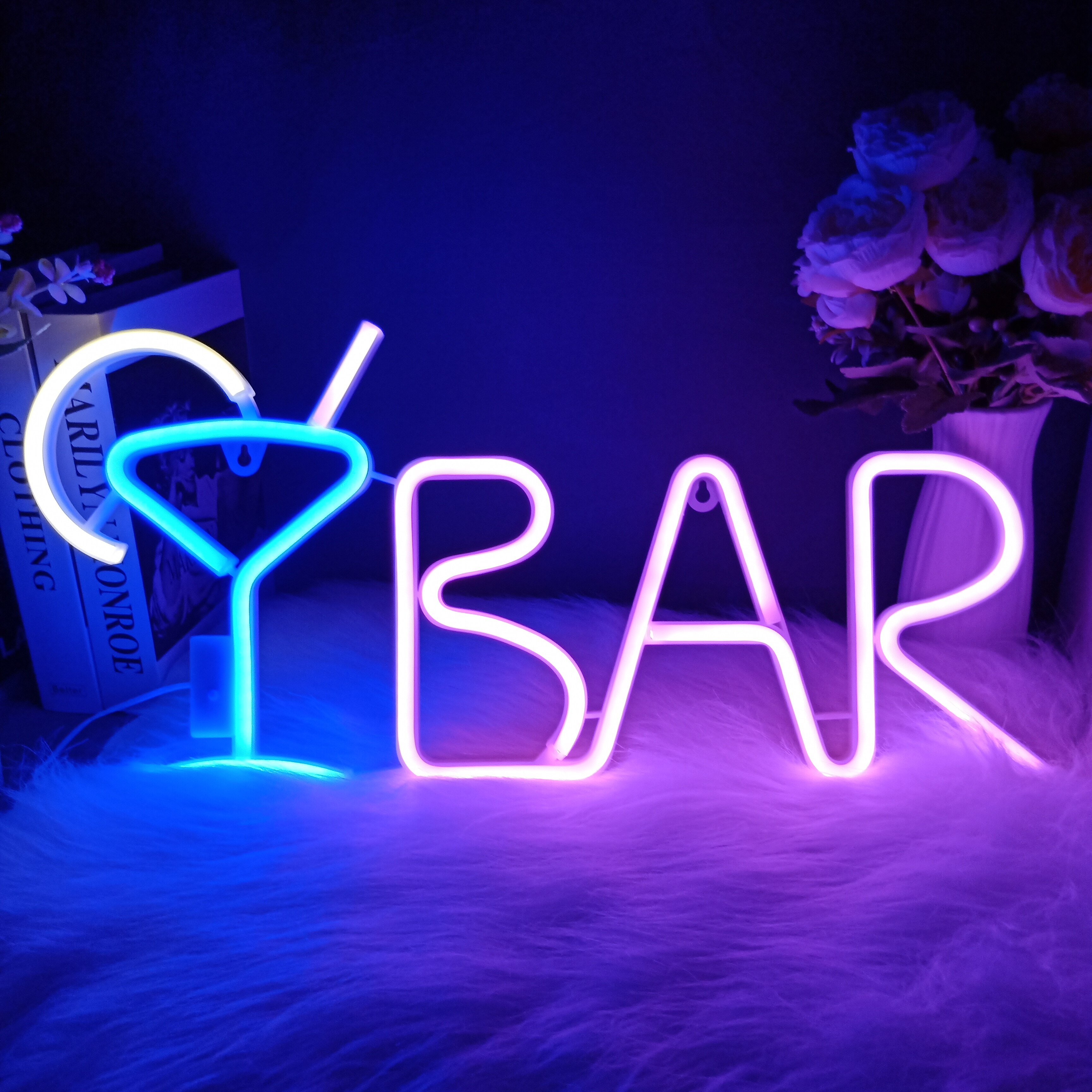 Panneau lumineux LED coloré avec télécommande, luminaire décoratif d&#39;intérieur, luminaire décoratif d&#39;intérieur, idéal pour une fête, une boutique ou un KTV: Pink bar