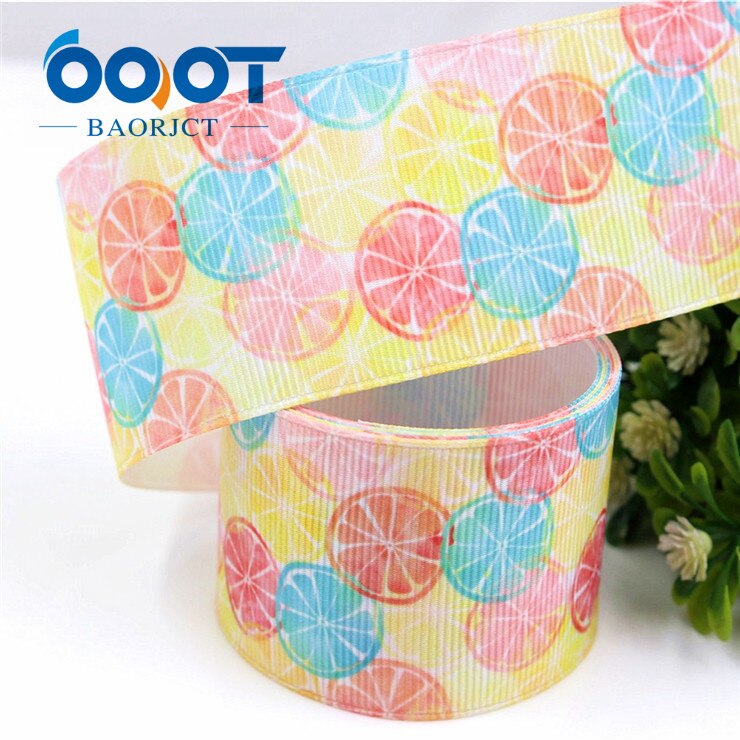 Ooot baorjct 183174 38mm 10 yards tegneserie frugtbånd termisk overførsel trykt grosgrain bryllup tilbehør diymaterialer: 6