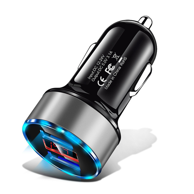 2 In 1 Car Charger Voor Iphone Samsung Huawei Dual Usb Auto Fast Charger Led Digitale Display Universele Mobiele Telefoon auto Adapter: Slive