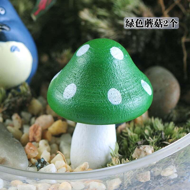 6 stücke Mini Mehrfarbig holz Pilz Modelle Nette Miniaturen Pilz Hause sehr klein Garten tisch Dekoration Mikro Landschaft Miniascape: grün