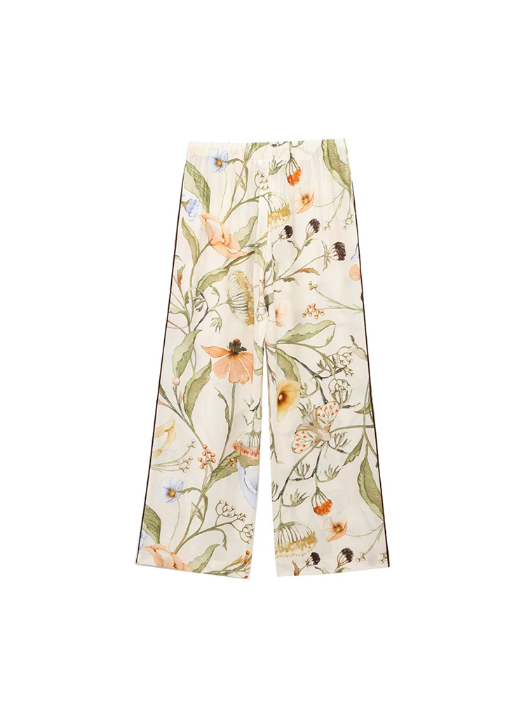 Femmes été 2 pièces ensembles 2025 Vintage imprimé mince chemises amples hauts et pantalons femme rue deux costumes vêtements