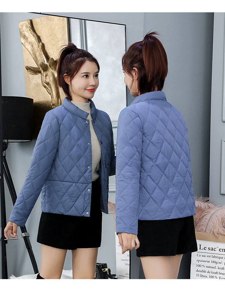 herbst Winter Frauen Jacke Dünne Mantel Neue Baumwolle Jacke frauen Jacke Dünne Dünne Kleidung: Blau / S