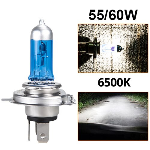 Bombillas halógenas H4 H7 para coche, faro delantero de 100W 55W 12V, Super brillante luz del coche, 1 Uds.: blue  55w  6500k / H4/9003/HB2 Sola