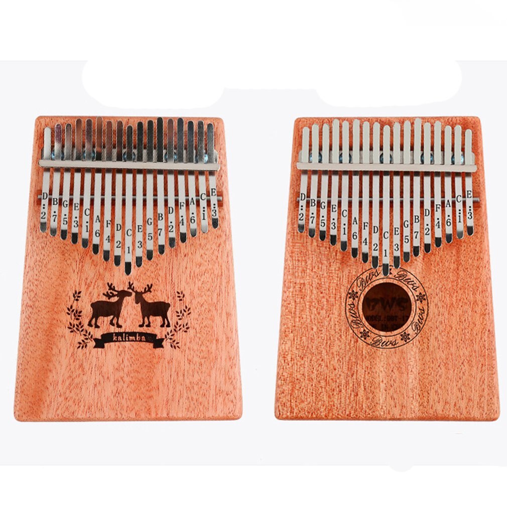 17 Key Kalimba Mahogany Thumb Piano Solid Wood Thumb Piano Finger Mini Keyboard Portable Instrument for Beginners