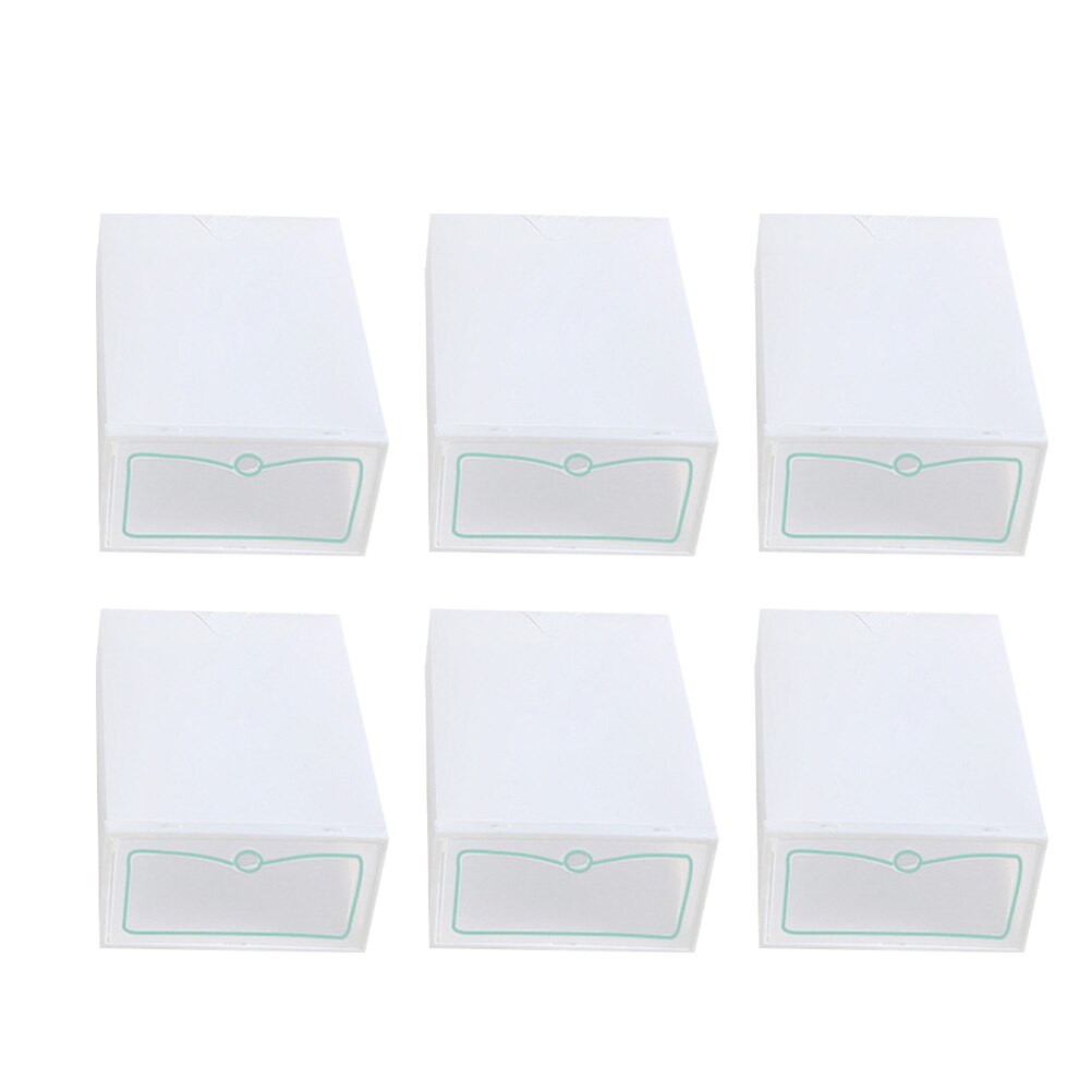 2/6pcs Flip Shoes Box Thickened Drawer Case Plastic Shoe Boxes Stackable Box Shoe Organizer Shoebox storage Shoe rack: 6pcs Size M