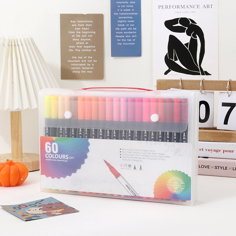 12/24/36/60/80/100/120 Colors Dual Markers Brush Pen Fine Double Tip Art Marker Coloring Hand Lettering Drawing School Supplied