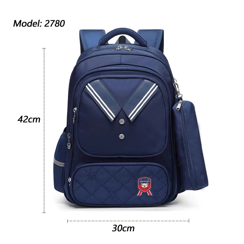 Sun otte skoletasker til piger skoletaske børn rygsæk ortopædiske ryg børn tasker: Blå 2780