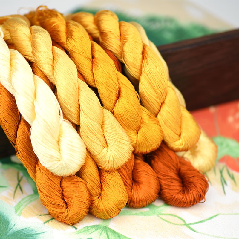 silk embroidery thread / 100% silk thread /hand embroidery embroider cross stitch/orange brown/9 pure colors