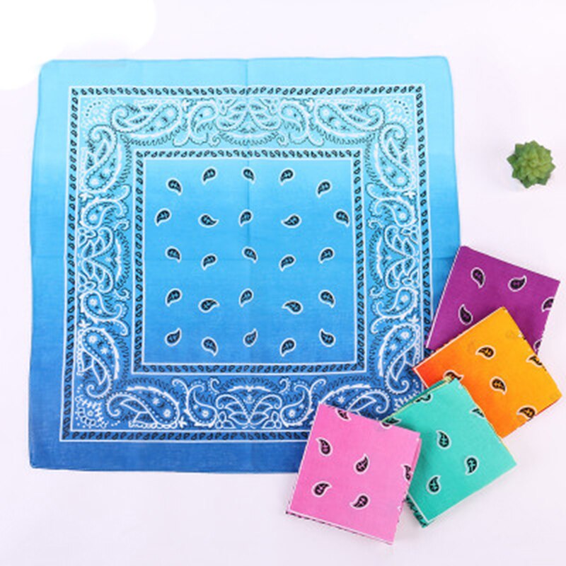 55 x 55cm fazzoletti colorati sfumati in cotone, foulard da donna quadrati, foulard cravatta-tintura con motivo paisley, fazzoletti da collo da donna 1pc