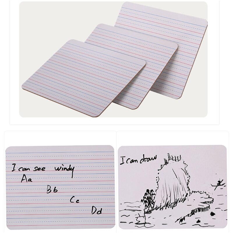 Tableau Blanc Effaçable à Sec Avec Lignes - Double Face - 30,5 X 21,3 Cm - Pour Enfants, école, Dessin, écriture - 4