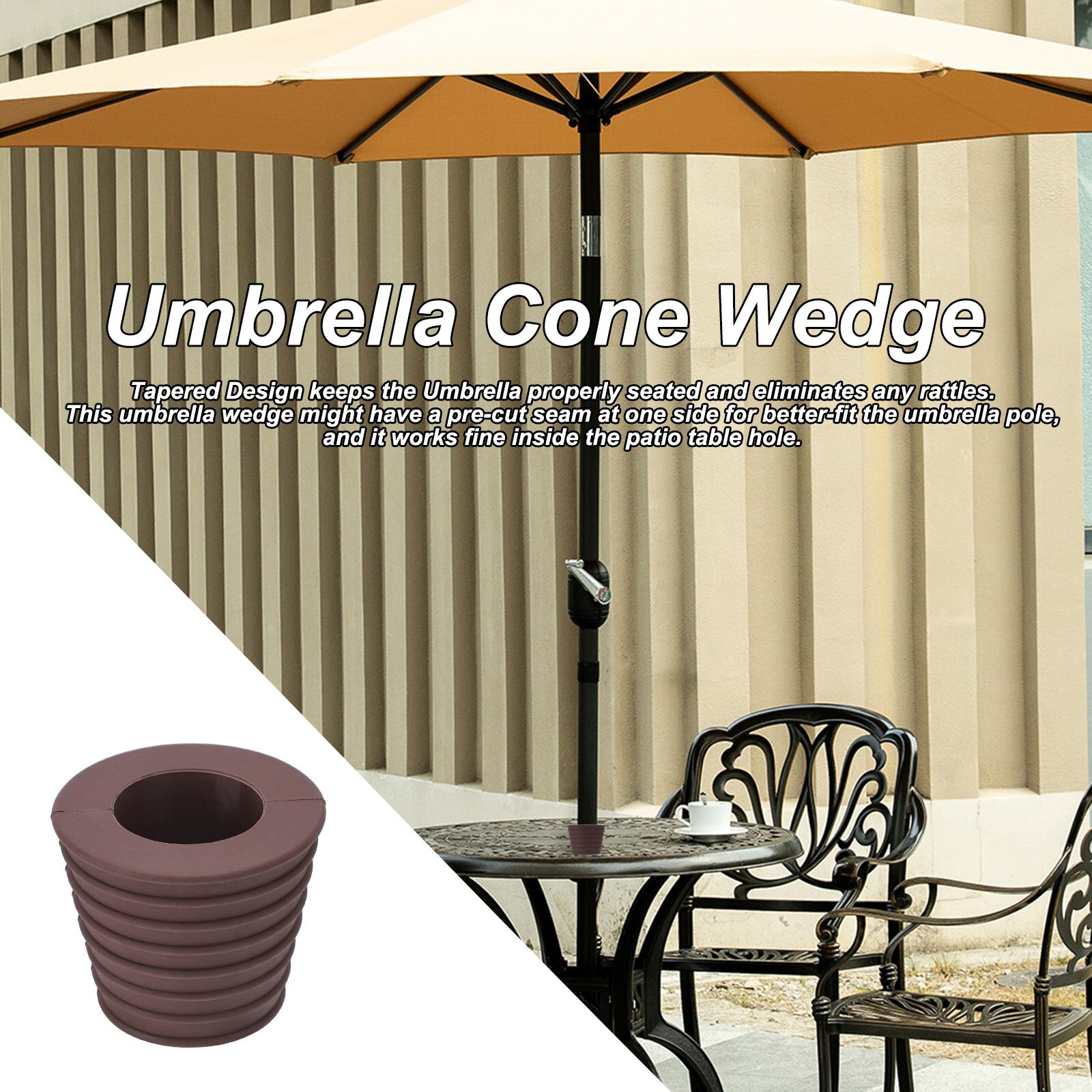 Patio Table Umbrella Tapered Wedge Ring Fits Umbrella Pole for Terrace Table Hole Opening Parasol Base Stand Cone Wedge