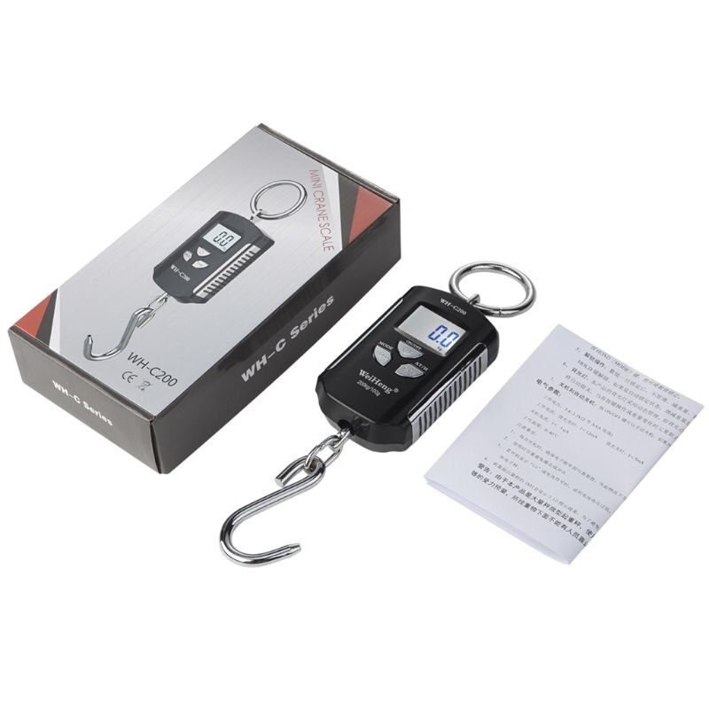 200kg 100g mini tung plikt elektronisk digital rustfritt stål krok skala fisk hengende kran skala lcd Løkke vektbalanse