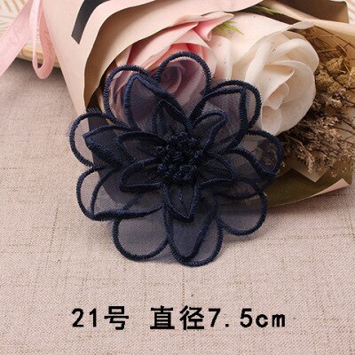 Parches bordados de encaje azul oscuro azul marino, iones para coser en ropa, apliques de mariposa y flores de Organza para ropa, pantalones vaqueros, vestido, rayas DIY: YELLOW