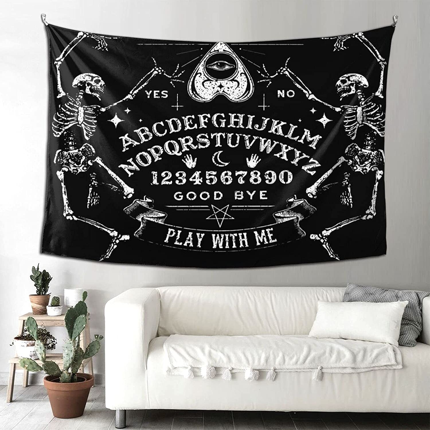 Home Decor Ouija Board Tapestry Vintage Wall Art Wall Hanging Blanket Halloween Bedroom Living Room Decorations 230x180cm tapiz: 150x200cm / Putty
