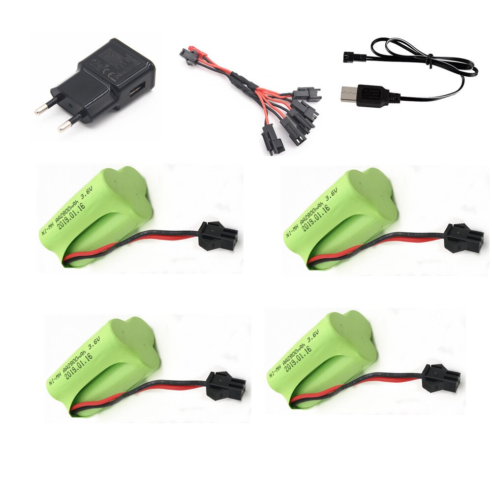 3,6 v 2800mAh Batterie Ladegerät sets Für Rc spielzeug Auto Tank Zug Robot Boot Gun AA NIMH 2400mAh 3,6 v Akku Pack: WHITE