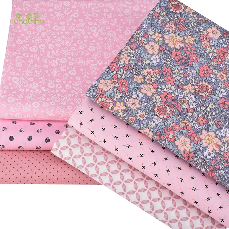 Chainho,6 Stks/partij, Roze Bloemen Serie, Gedrukt Twill Katoen Stof, patchwork Doek Voor Diy Naaien Quilten Baby & Kinderen Materiaal