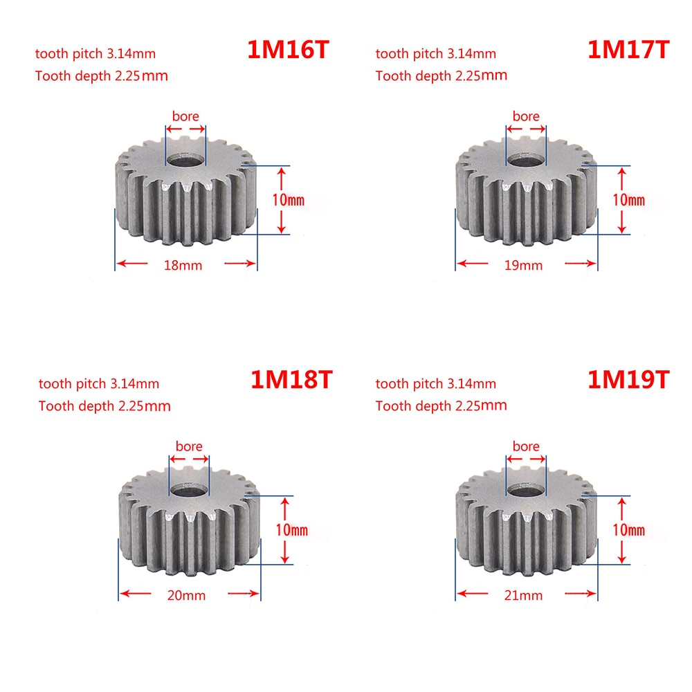 1Pcs 45 # Steel Spur Gear 1Mod 12T-28T Metalen Moter Gear 12-28 Tand pinion Gear