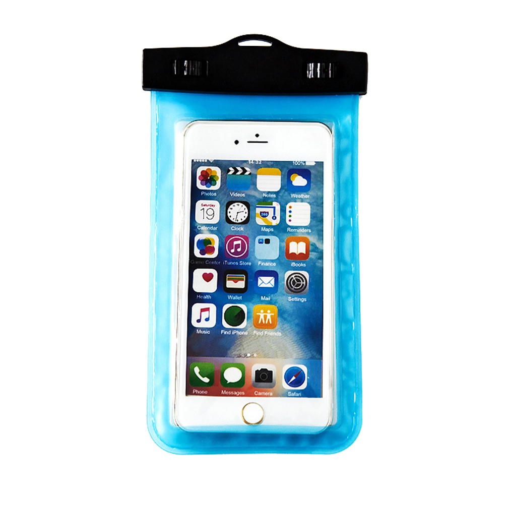 Universel vandtæt telefonpose med følsom og gennemsigtig tpu-skærm vandtæt støvtæt snesikker stødsikker: Blå farve