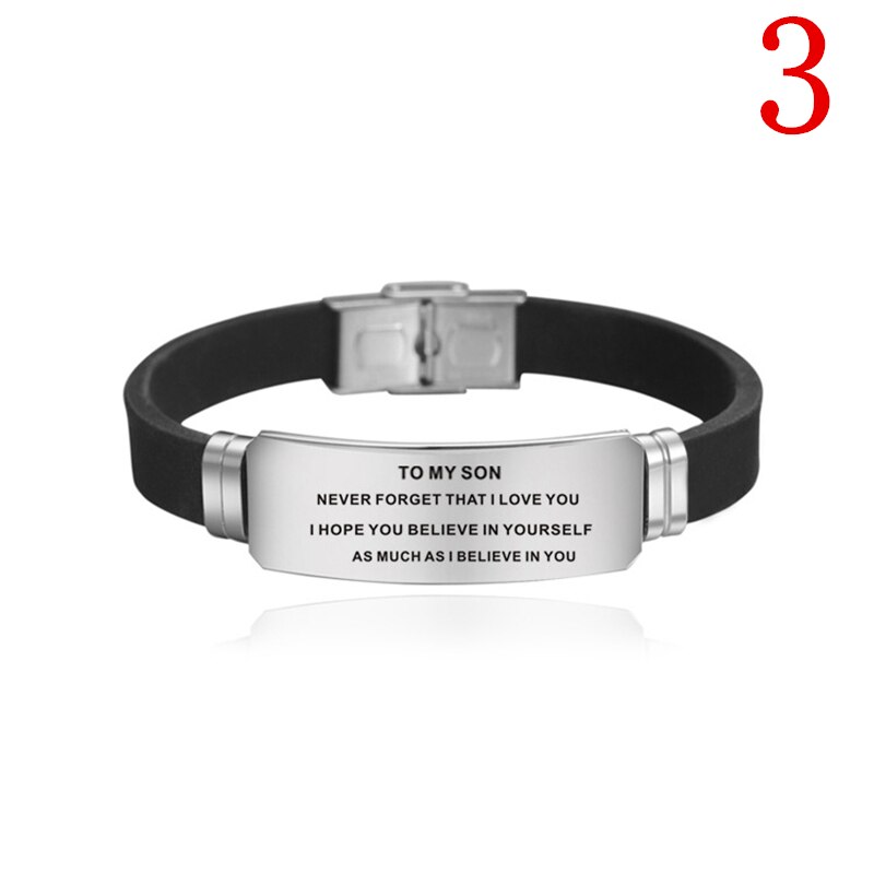 To My Son Encourage Jewelry Men Wristband Stainless Steel Silicone Bracelets For Boys Bangle Love From Love Mom: 3