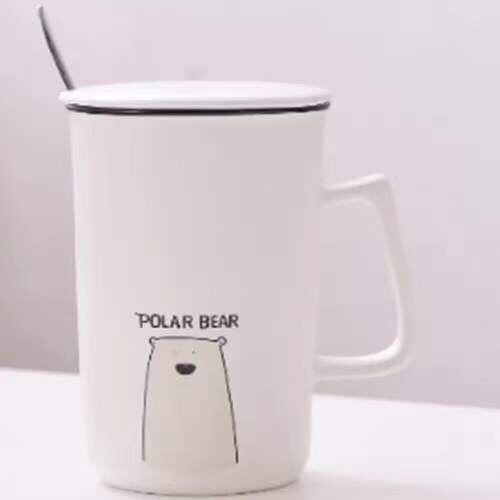 2022 Engels Keramische Cup Beker Met Deksel Lepel Koffiekopje Grote Capaciteit Melk Cup Ontbijt Cup Paar Cup water Cup: 7