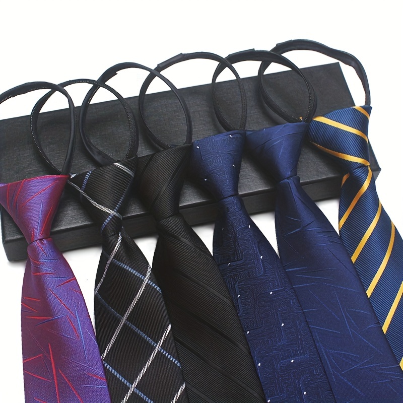 Easy Pull Polyester Lazy Tie1pc 7cm/2.75inch Convenient Tie Business Casual
