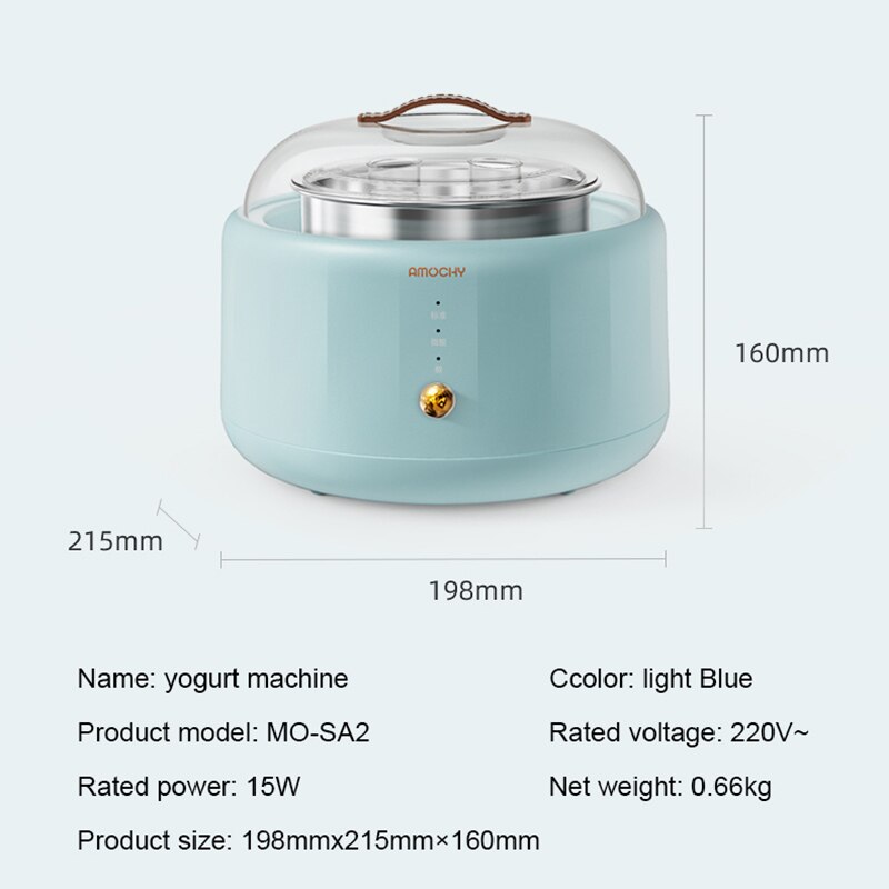 1.0L Yogurt Machine Maker Household Fully Automatic Stainless Steel Small Yogurt Machine Kitchen Tools Stainless Steel Inner