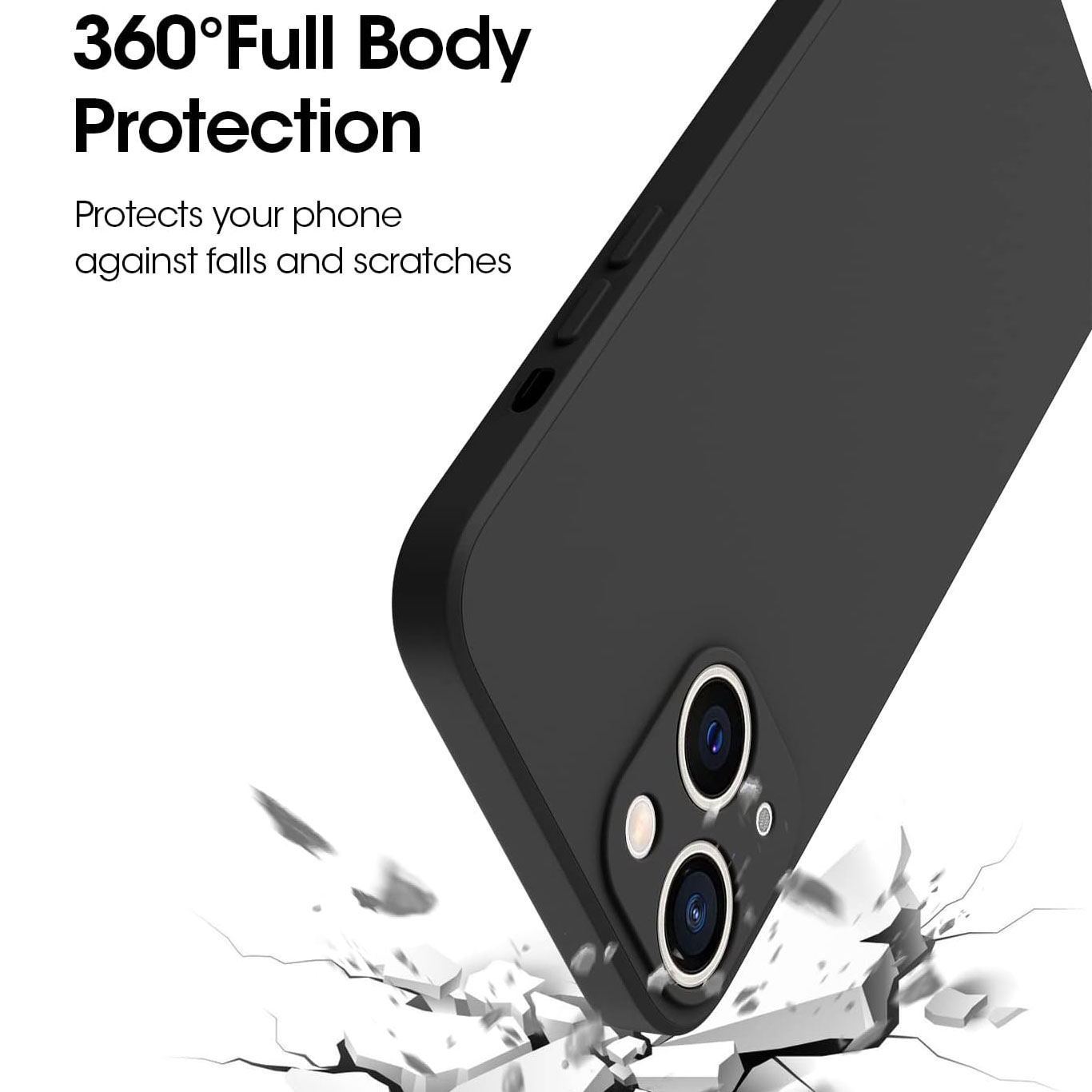 Silicone Case for iPhone 15 14 13 12 11 Pro Max Full Covered Black Shockproof Phone Case Cover For iphone X XS MAX XR 6 7 8 Plus