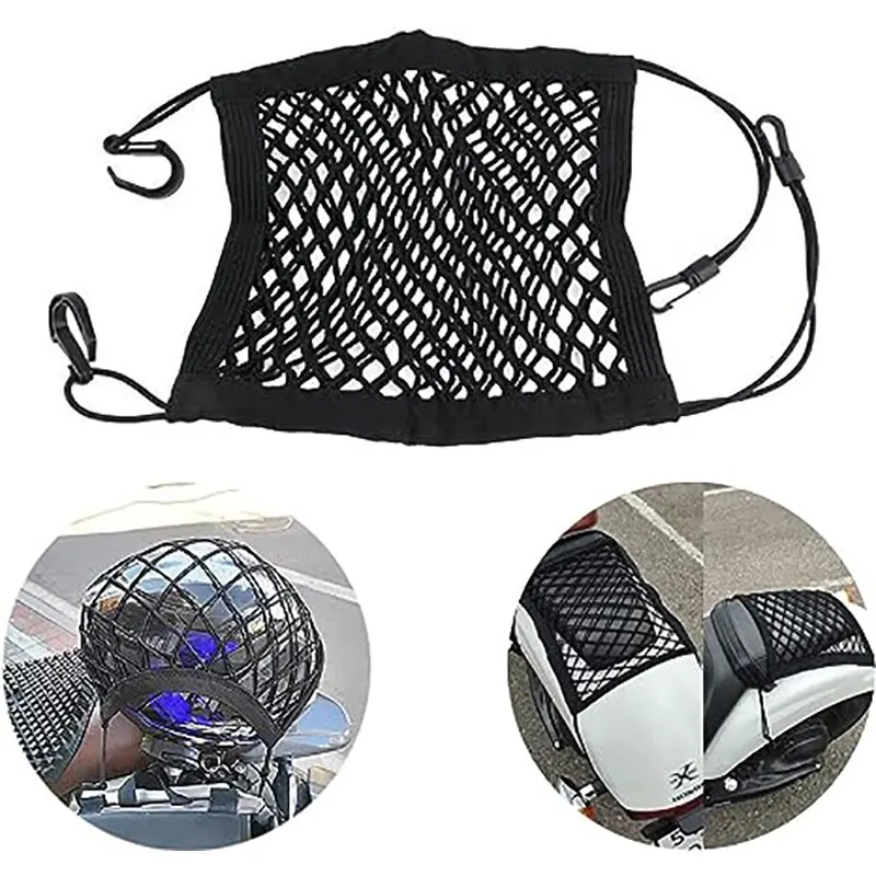 Motorfiets Bagagenet Hoge Elastisch Dubbellaags Motornet voor Helmopslag 10 "X 11" Bungee Cargo met Haken Bagagenet