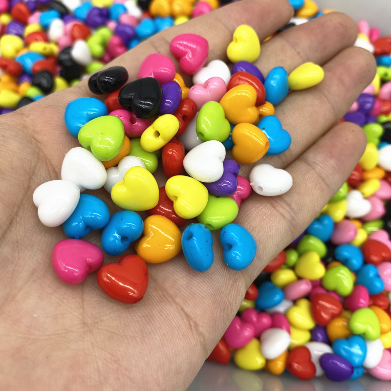 50pcs/lot 10mm Heart Shape Acrylic Beads Loose Spacer Jewelry Making Necklace Pendant Bracelet Handmade DIY